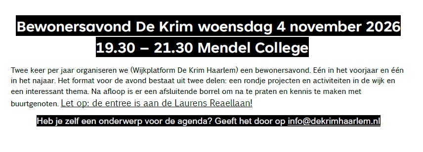 Bewonersavond 4 november