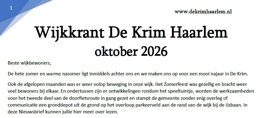 Wijkkrant Oktober 2026